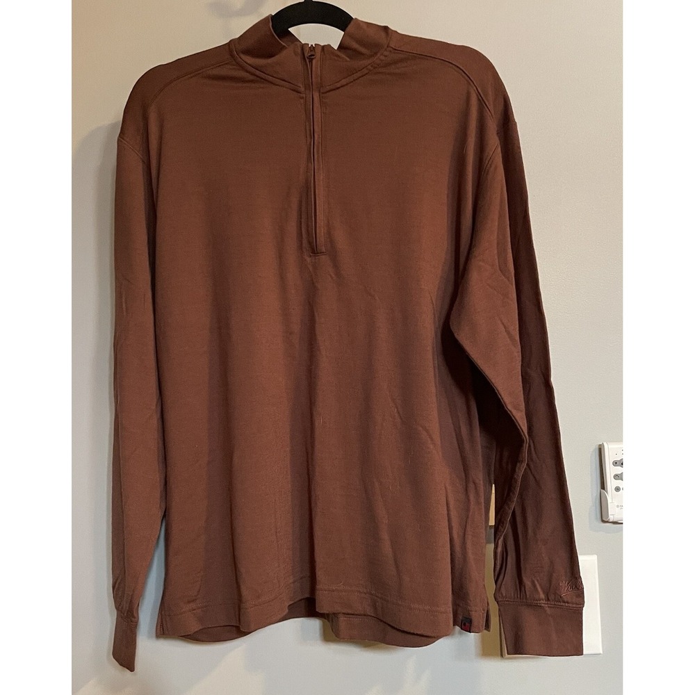 Woolrich Shirt Base Layer Wool Blend 3/8 Zip Mock Neck Pullover Thermal Large